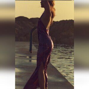 ZARA SEQUIN HALTER DRESS